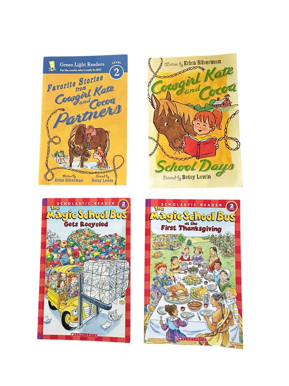 Lot of 4 - Level 2 Readers Paperback Books Cowgirl Kate & Magic Schoolbus